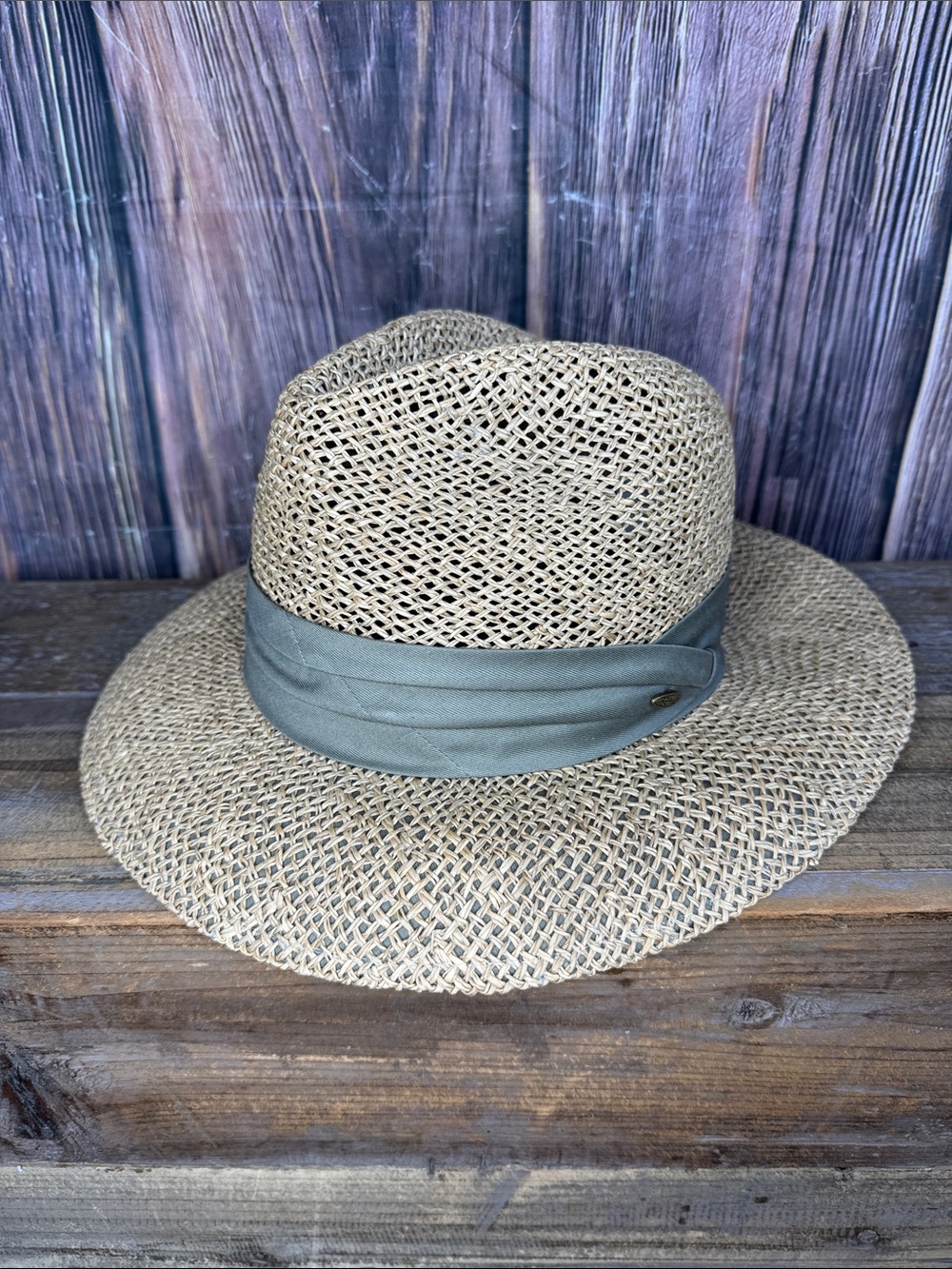 Scala Natural Straw Hat with Olive Band